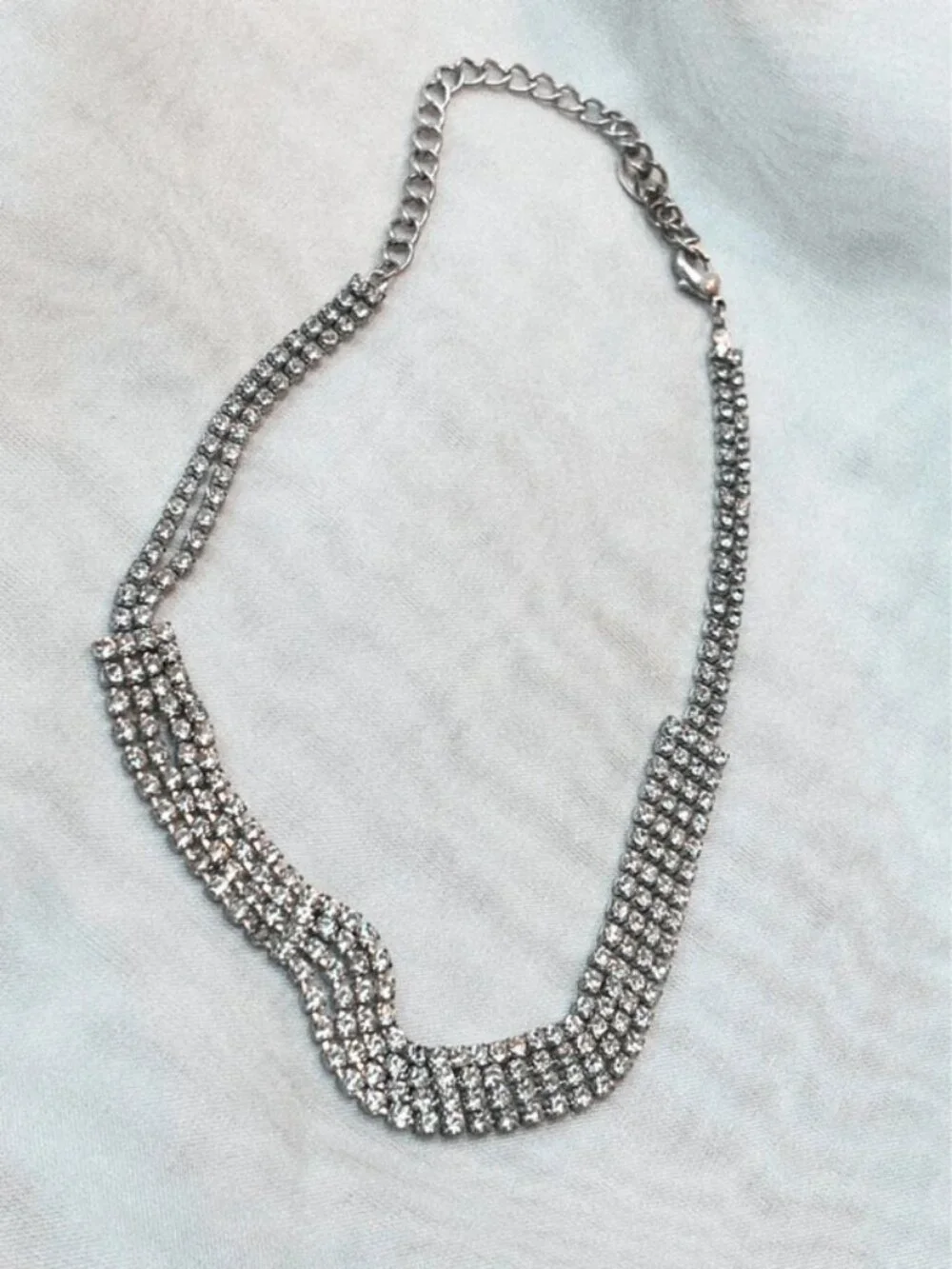 Vintage Y2K Icing Claire’s Rhinestone Multi Strand Statement Choker Necklace